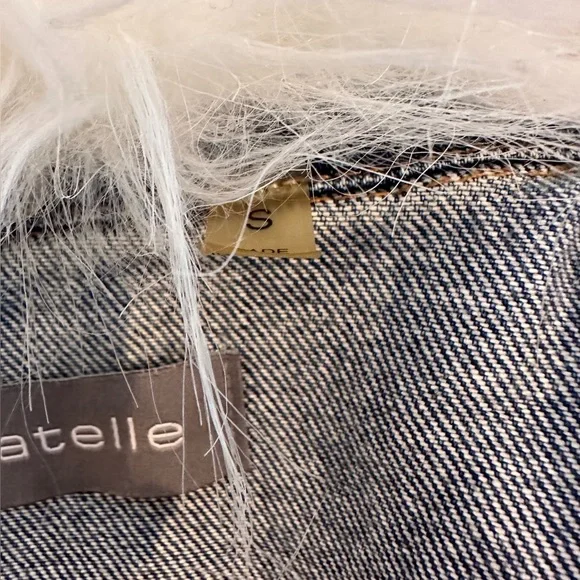 Bagatelle Denim Jacket w/ Removable Faux Fur Collar Cropped Excellent Condition - Picture 4 of 4